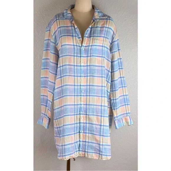 Frank & Eileen Mary Linen Plaid Shirt Dress Multi Color Plaid, size Large - Picture 8 of 13